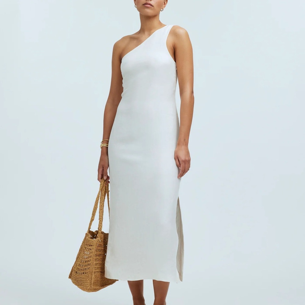 Madewell White One-Shoulder Sheath Dress